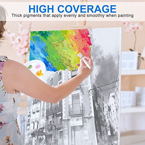 WOSTOO Acrylique 26 pcs Peinture Acryliques 16 x 75ml Tube +10 Pinceaux Tubes de Peinture Acrylique Couleurs Brillantes et résistantes à la Lumière Avec Une Grande opacité pour Débutant&Professionnels - Image 7