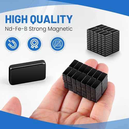 Image of MIKEDE 110 Pcs Magnets, Waterproof Strong Neodymium Bar Magnets with Epoxy Coating and Adhesive, Rare Earth Magnet, Strong Magnet Heavy Duty for Tool Room, Kitchen, Whiteboard - 0.39 x 0.19 x 0.08 in