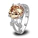 LingMei 12mm*12mm Round Cut Cz Created Champagne Stone Women's Ring US Size