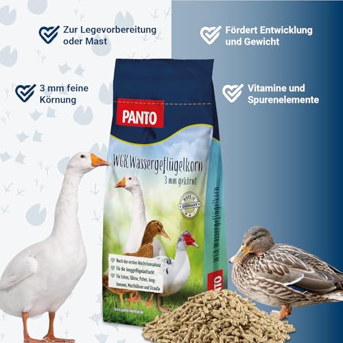 PANTO Hühnerfutter Wassergeflügelkorn 25 kg – Geflügelfutter zur Geflügelzucht für Enten, Gänse, Puten, Junghennen, Masthühner, Strauße