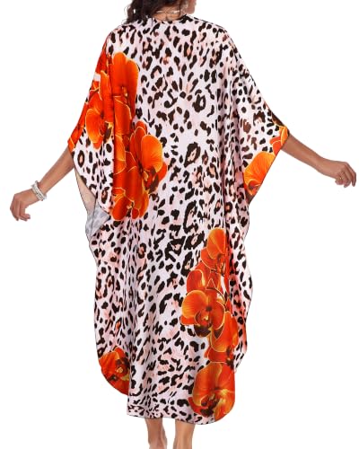 Image of Kaftan Dresses for Women V Neck Caftans Batwing Sleeve Beach Cover Ups | JILUVIN Plus Size Long Floral Print Dress, Loose Fit Maxi Casual Moomoo, Lounge House Mumu Nightgown Summer Vocation 2026
