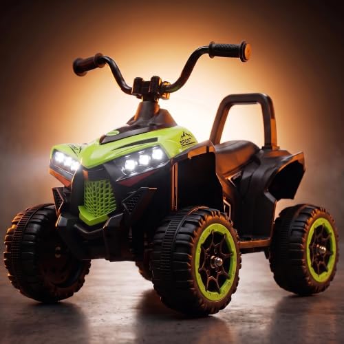 Image of Baybee Monstro Baby Electric Bike for Kids | Rechargeable Balance Bikes with LED Lights, USB, Music & Backrest | Beach ATV Dirt Bikes, 6V Battery Operated Kids Bike for 2-5 Year Boy Girl (Lite Green)
