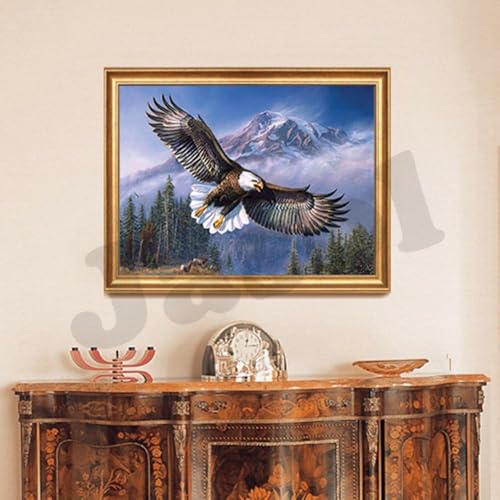 Image of Jasol Diamond Painting Kit, 40x30 Cms, Full Drill, 5D Crystals, Home Wall Decor Gift Set (Eagle J40018)