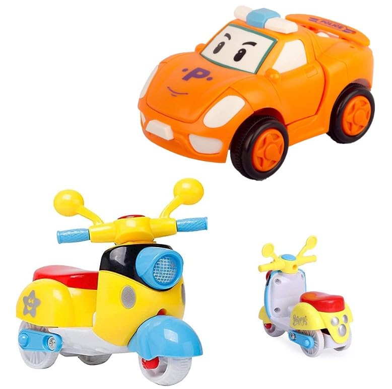 Inertia Unbreakable Push and Go Scooter & Transformation Cartoon Car Friction Toy for Kids (Pack of 2) (B0DHCT1QX2) Amazon Price History, Amazon Price Tracker