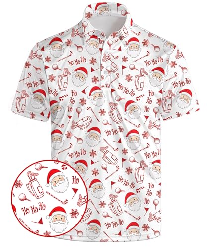 Funny Christmas Golf Polo Shirts For Men Short Sleeve Polo Shirts Moisture Wicking Performance Golf Outfits