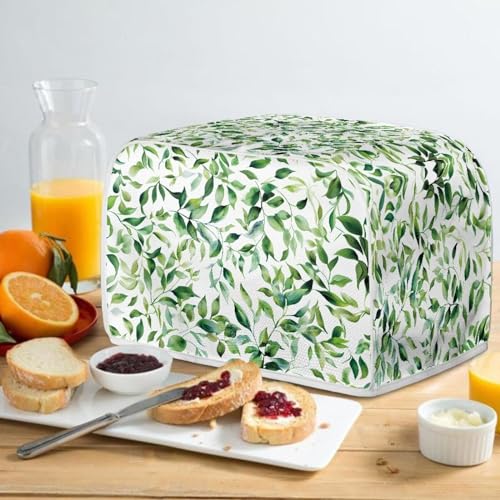 Image of Toaster Cover Kitchen Bakeware Protector Fits for Most Standard 4 Slice Toasters, Keep Toaster Free From Dust Stain Fingerprints Oven Dustproof Cover, Leaf Green