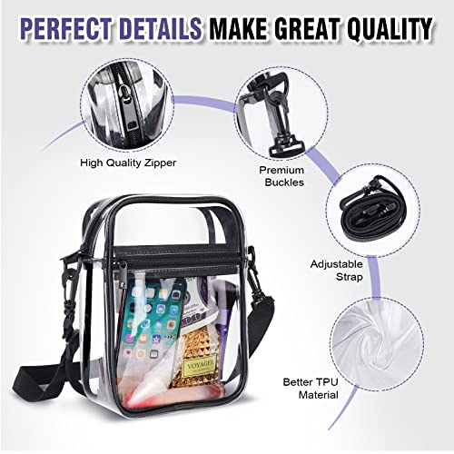 Bolsa transparente aprovada pelo estádio - Bolsa transparente de TPU com bolso frontal para shows, e