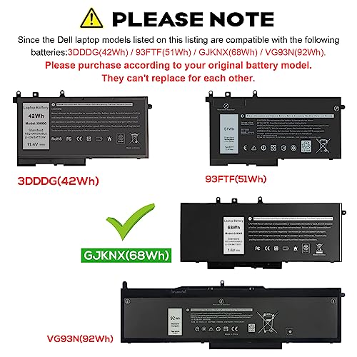 Image of Fancy Buying 68Wh GJKNX Laptop Battery Replacement for Dell Latitude 5480 5580 5490 5590 5491 5591 5495 5488 Notebook 0GD1JP GD1JP DY9NT 0DY9NT 5YHR4 KCM82 0KCM82