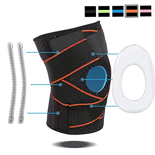 Manchon de compression professionnel pour genou - Bretelles réglables antidérapantes pour hommes, femmes avec stabilisateurs latéraux et coussin de gel, meilleur soutien du genou pour la déchirure du ménisque, l'arthrite, le soulagement de la douleur, la récupération des blessures