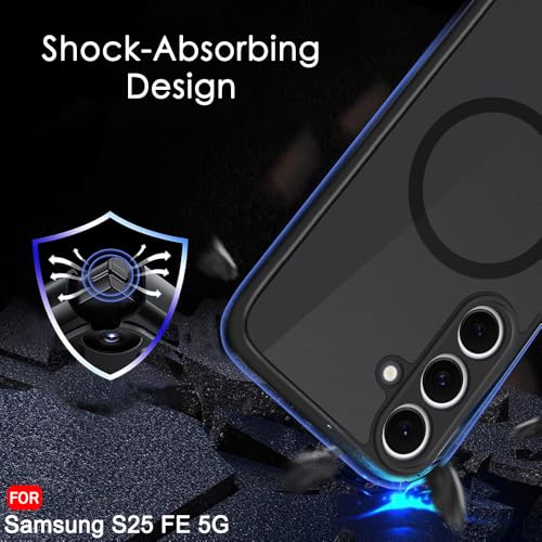 Image of TheGiftKart Hybrid Shockproof Back Cover Case for Samsung Galaxy S25 FE 5G | Hard Back Cover Case for Samsung Galaxy S25 FE 5G (PC & TPU, MagSafe Compatible, Translucent Smoke Matte Back, Black Sides)