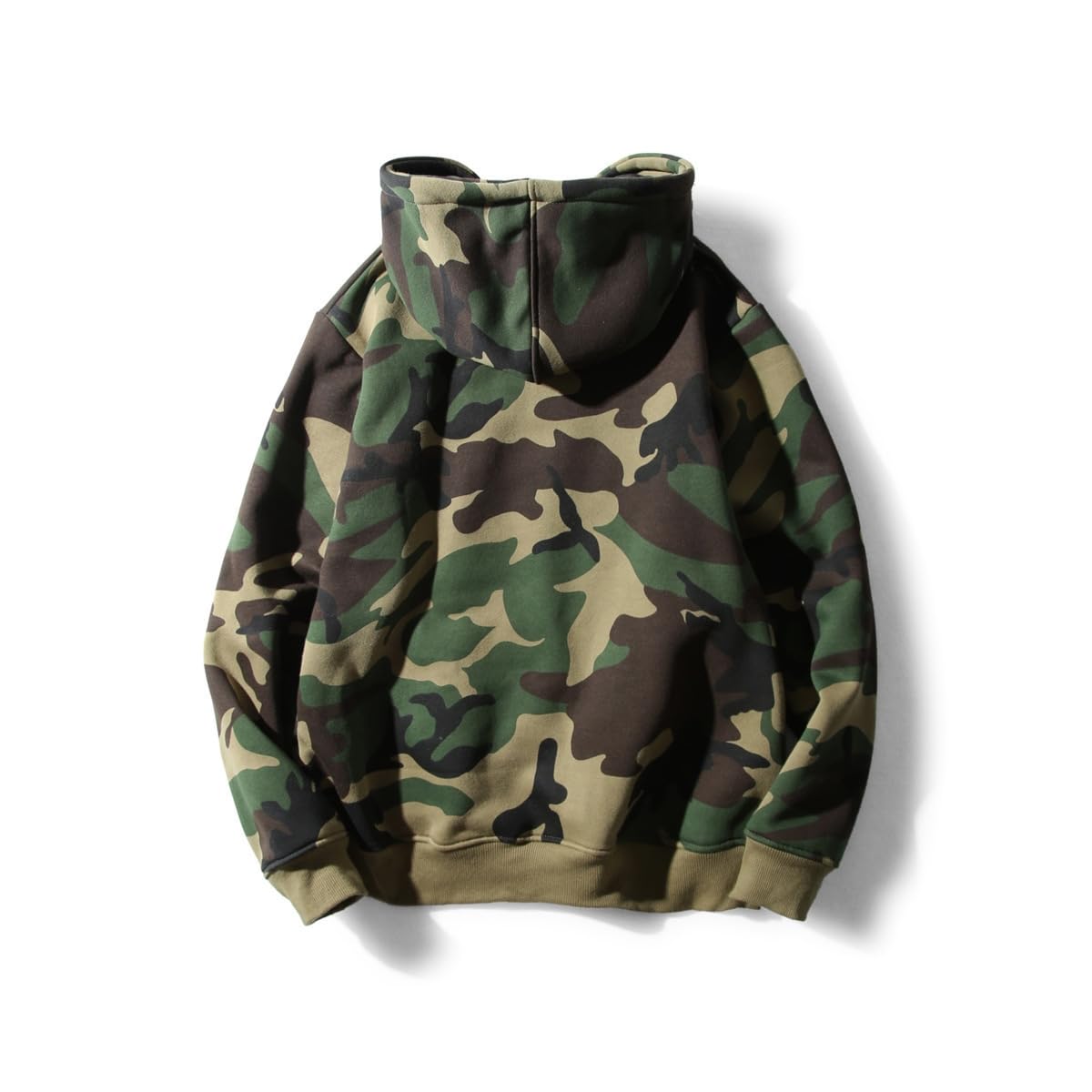 Męska bluza z kapturem z polaru kamuflażowego w amerykańskim stylu casualowym, luźny krój, bluza z kapturem z długim rękawem
