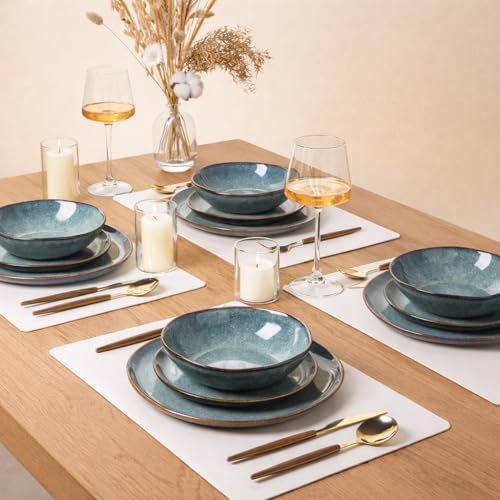 Image of AmorArc Ceramic Dinnerware Sets for 8, 24Pcs Plates and Bowls Sets Dishes | Stoneware Handmade Reactive Glaze Dinner Set, Highly Scratch Resistant | Dishwasher & Microwave Safe Dishware