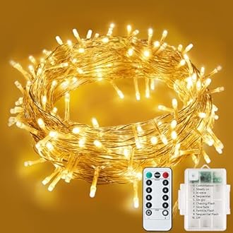 Fairy Lights Battery Operated, 12M/120LED Christmas String Lights Waterproof, 8 Modes Battery Fairy Lights for Bedroom Indoor Outside Garden Bedroom Wedding Patry Xmas Decorations(Warm White)