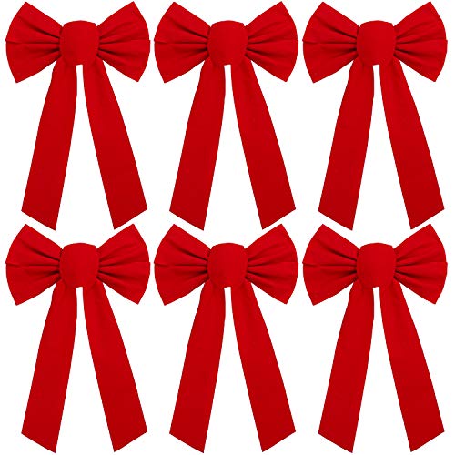 URATOT 6 Pack Red Velvet Christmas Bows Christmas...