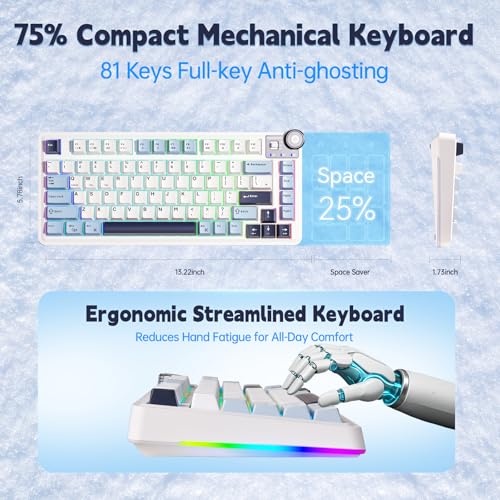 Image of Aula Wireless Mechanical Keyboard,75% Hot Swappable Gaming Keyboard