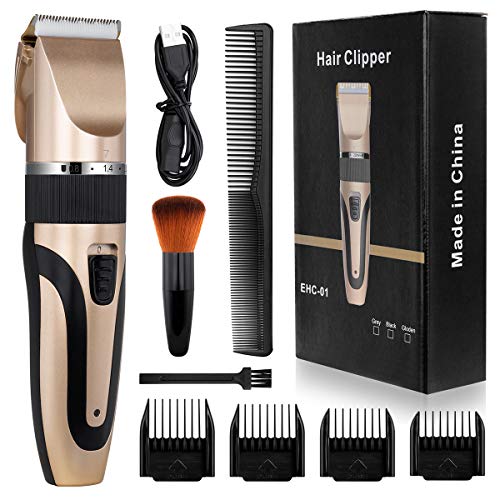 Cortapelos Hombre Maquina de Cortar el Pelo Cortadora de Pelo Barbero Electric Recortador de Barba y Precisión (Dorado)