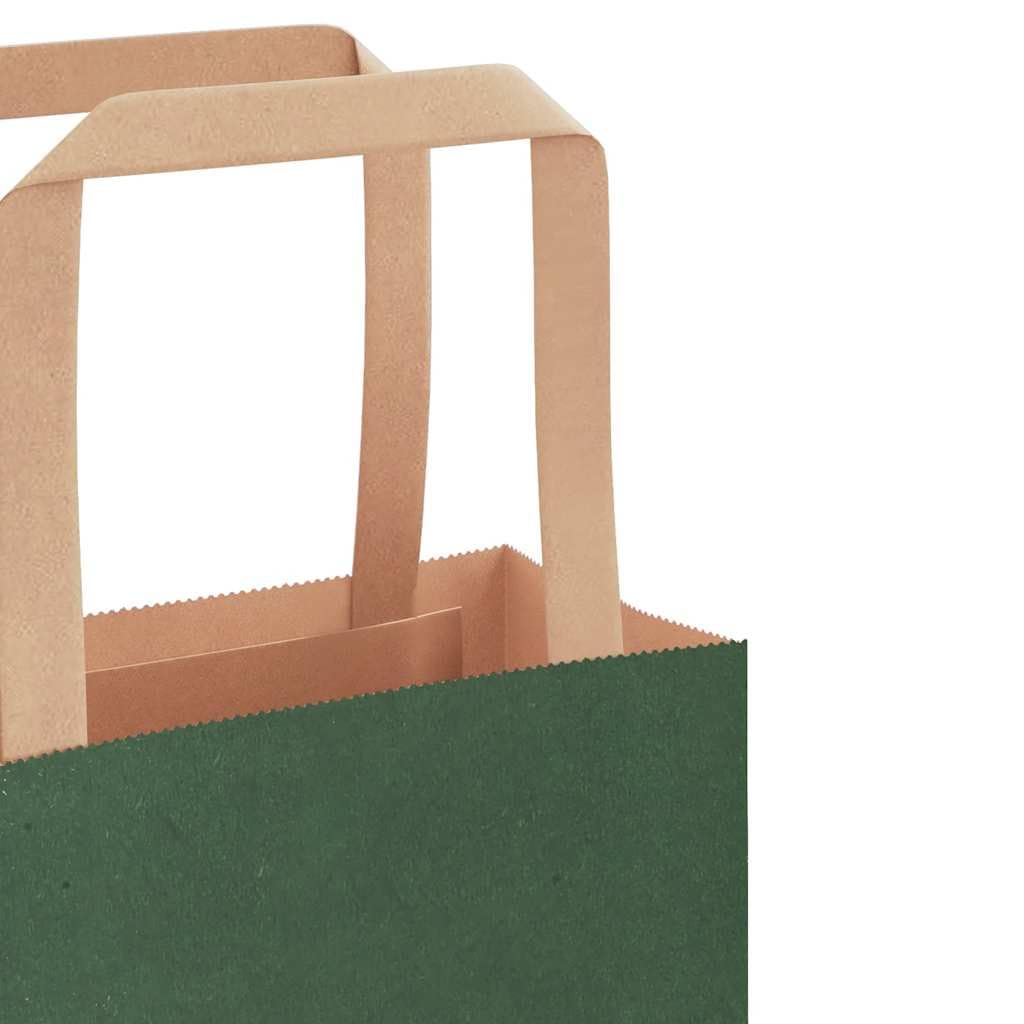 vidaXL Sacs en papier 50 pcs avec poignées vert 32x17x44 cm, sac en papier, sac cadeau en papier, sac cadeau en papier, sac