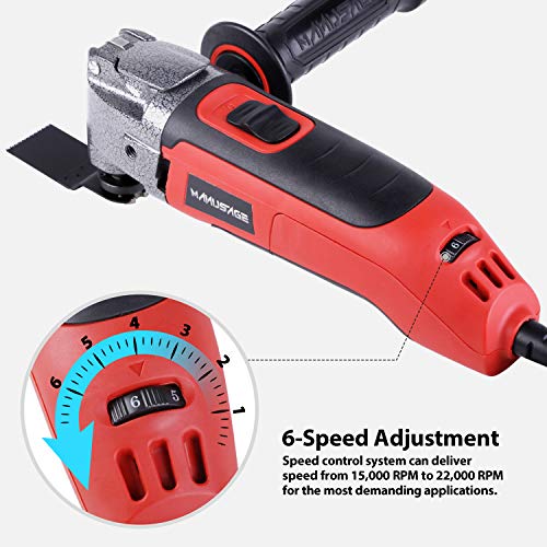MANUSAGE 2.5 Amp Oscillating Tool,Variable Speed Oscillating Multi Tool Kit with 3.5°Oscillation Angle,Quick Blade Change System and 13pcs Accessories for Cutting,Sanding and Grinding