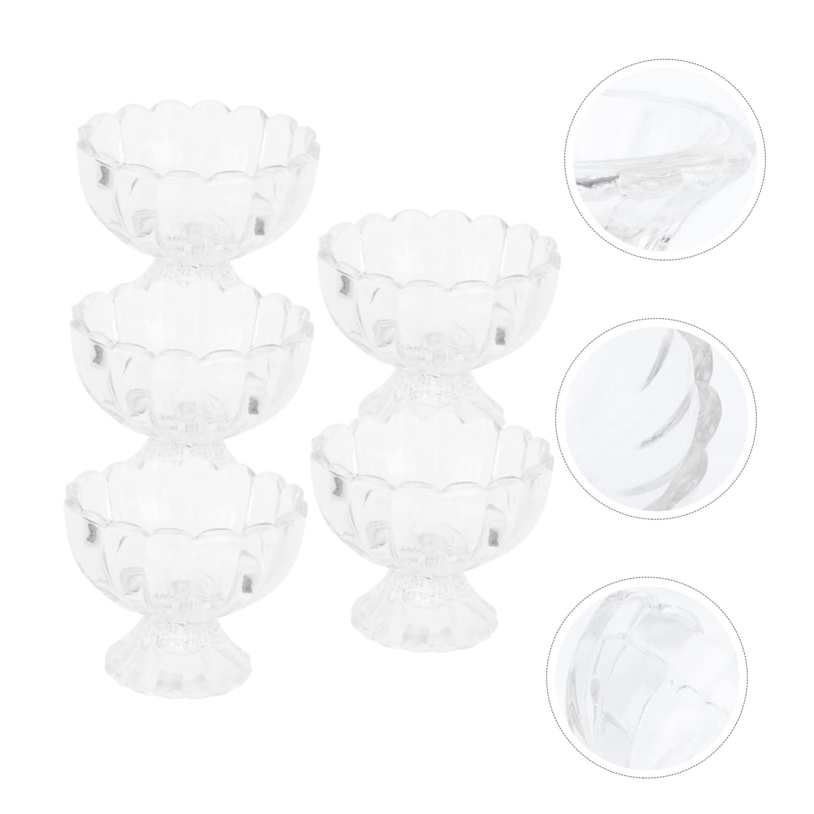 Mikinona 5 Pezzi Coppe da Gelato in Vetro a Forma di Loto, 150ml, Riutilizzabili, Facili da Pulire per Dessert e Frutta