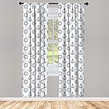 ABAKUHAUS Anker Vorhänge, Gardinen, Retro maritimes Design, Fensterbehandlungen für Wohnzimmer Schlafzimmer Dekor, 2 Stück 75 cm b x 175 cm h, Marine-Blau und Weiß