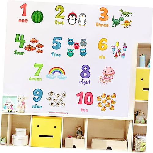 Toyvian 3 Folhas De Adesivo De Parede De Desenho Animado Digital Decorações De Sala De Aula De Anima