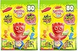 SOUR PATCH KIDS and SWEDISH FISH Mini Soft & Chewy Candy Variety Pack, Bulk Candy, 80 Treat-Size Snack Packs (Pack of 2)