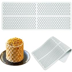 Honeycomb Molds Silicone (2 PCS) Fondant Tuile Molds with Hollow 3D Beehive | Candy Silicone Lace Moulds for Baking, Polymer Clay, Sugar Craft Dessert Cupcake Cake Decorating