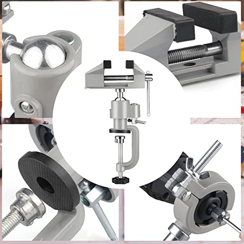 Table Vise,2 in 1 Universal Rotate 360° Work Clamp-On Vise,Table Vice with Electric Drill/Grinder Holder for Woodworking, Drilling, Sawing, Jewelry Making,Metal Working and DIY (3'') - Image 7