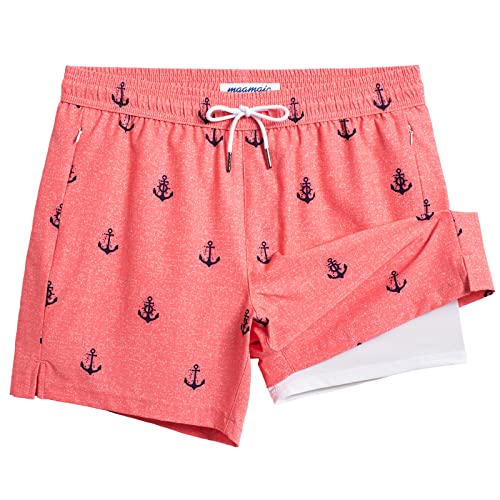 Image of maamgic 5inch Mens Swim Trunks with Compression Liner 2-in-1 Swimming Shorts Stretch Quick Dry with Zipper Pockets