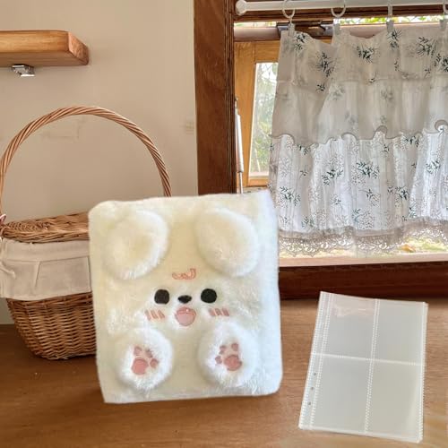 happykau シール帳 ふわふわ動物デザイン 可愛い 女の子 シール帳 4コマの内側ページが20ページあります 大容量収納 手帳やアルバム 学生 子供 シールやカード収納 おしゃれ プレゼント 白い耳の子犬