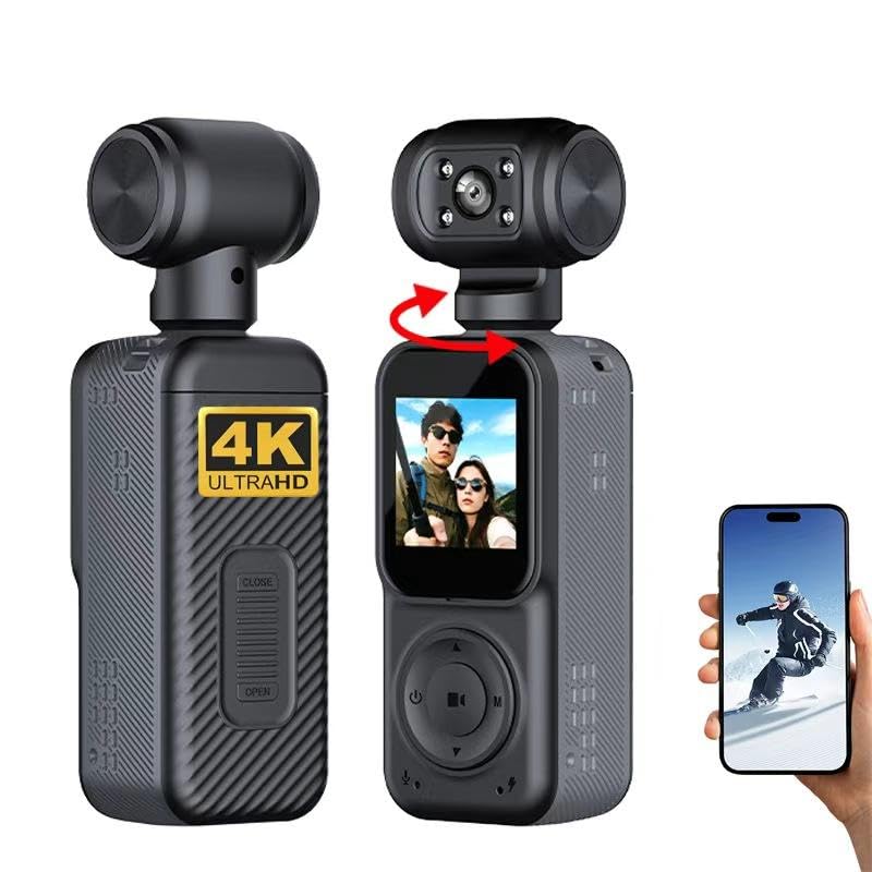 4K Ultra HD Pocket Action Camera with Night Vision, 180° Rotation | Electronic Image Stabilisation, WiFi App Connectivity, 1.54" IPS LCD Screen, Built-in 2000mAh Battery, 130° Wide Angle Lens-picture-31