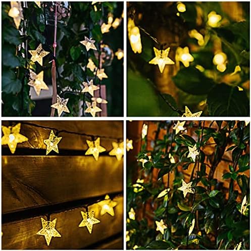 Chipark Solar Star String Lights Garden, 50 LED Star Fairy Lights Outdoor Solar Powered Led Star String Light Waterproof 8 Modes Decorative Light for Garden Patio Yard Wedding Party 23ft(Warm White)