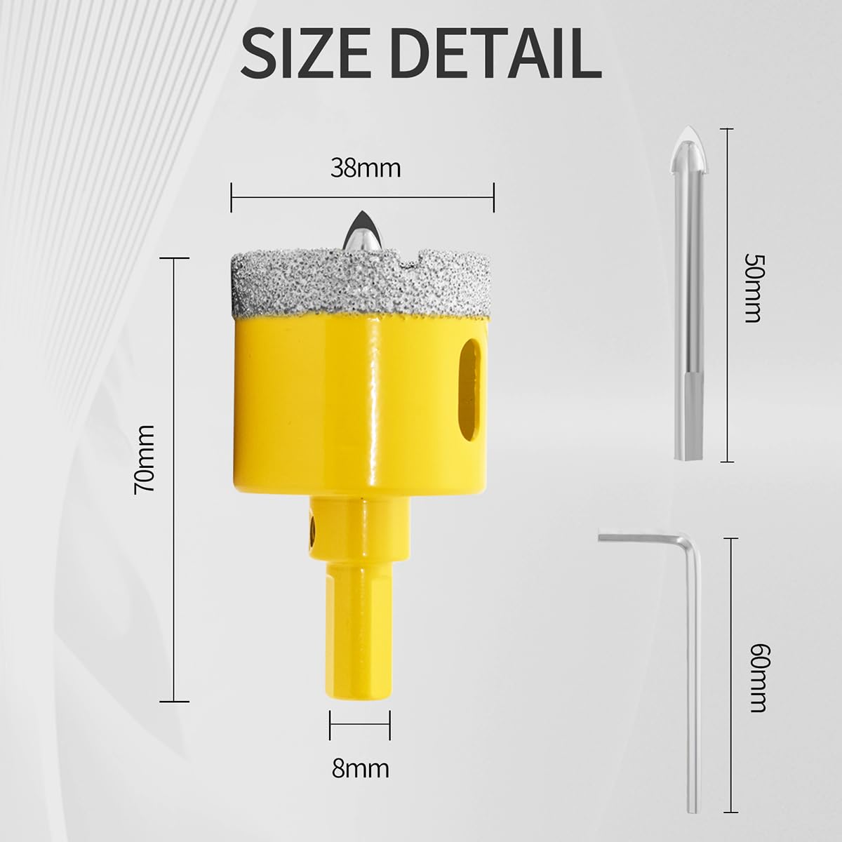Aohhy 38mm Diamond Hole Saw with Pilot Bit, Professional Vacuum Brazed Diamond Drill Bit for Tile Porcelain, Glass, Marble, Ceramic - Image 2