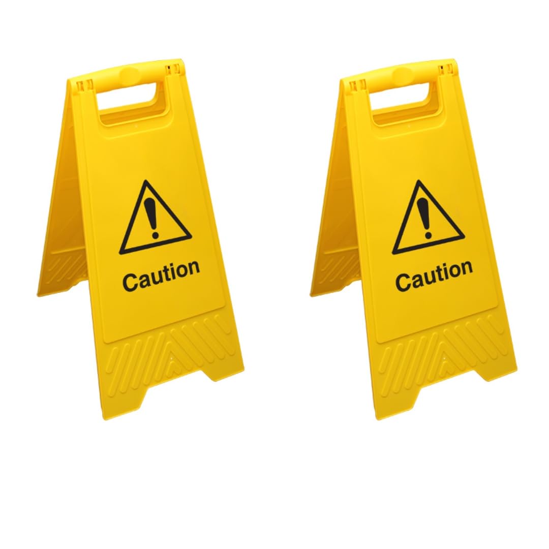V Safety Caution - Yellow Floor Sign Pack of 2