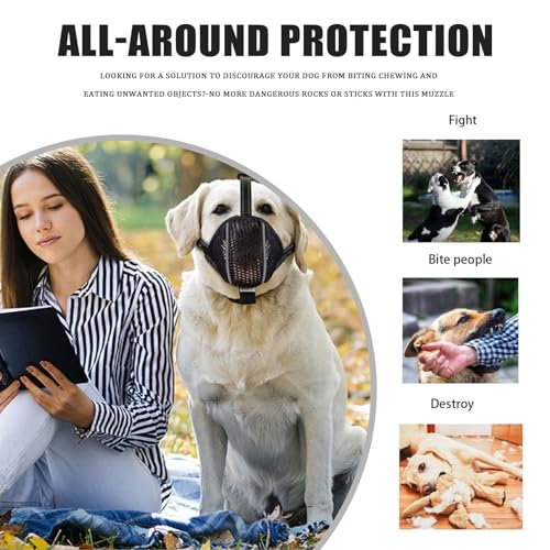 Maulkorb Große Hunde, Prevent Fressen/Kauen/Beißen Hunde Maulkorb, Weicher Netz Maulkorb Einstellbare Passform, Atmungsaktiv Reflektierende Maulkorb, Ermöglicht Hecheln und Trinken (Schwarz, L)