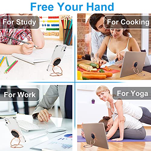Cellphone Ring Holder Finger Kickstand, Foldable 360° Rotation Cell Phone Stand For Desk, Magnetic Car Mount, Metal Multi-Angle For Phone Back Grip Compatible With Iphone, Ipad (Rose Gold) #TOP4