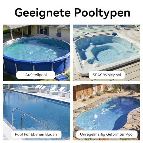PoolMr Poolsauger Akku Handsauger Whirlpool Sauger Kabelloser Pool Sauger Handgerät |90 Min Laufzeit, 70 L/Min Saugkraft | Mit 2 Bürsten Für Aufstellpool & Unterflur-Schwimmbecken Gegen Sand & Schmutz