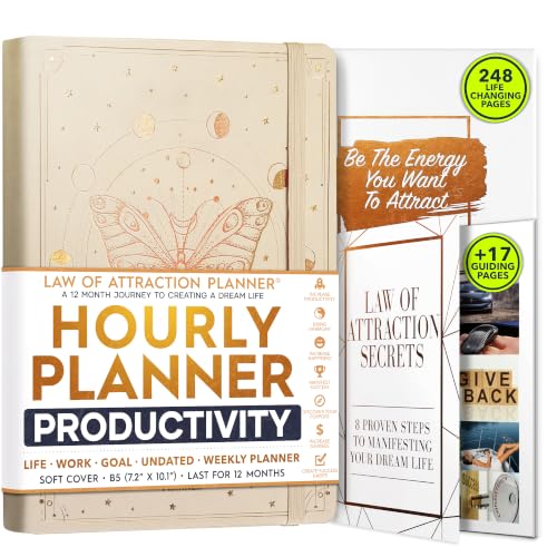 Life Planner Deluxe Undated Planner Weekly and Monthly Manifestiing Journal | Start Anytime Manifestation Journal with Hourly Scheduling, Goal Setting, Positivite Habit Tracker, Vision Board & Stickers