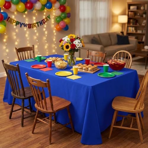 Image of sancua Rectangle Tablecloth for 6 Foot Tables, 90x132 Inch, Blue