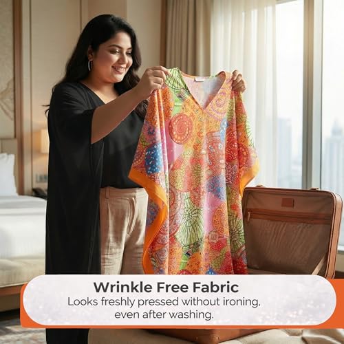 Image of Oussum Women Long Maxi Plus Size Polyester Kaftan Gown, Womens Kaftan Dresses Lounge Resort Wear, Plus Size Kaftan