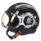 3/4 Helme Für Erwachsene Motorrad, Halber Retro Fahrradhelm Für Männer Frauen...