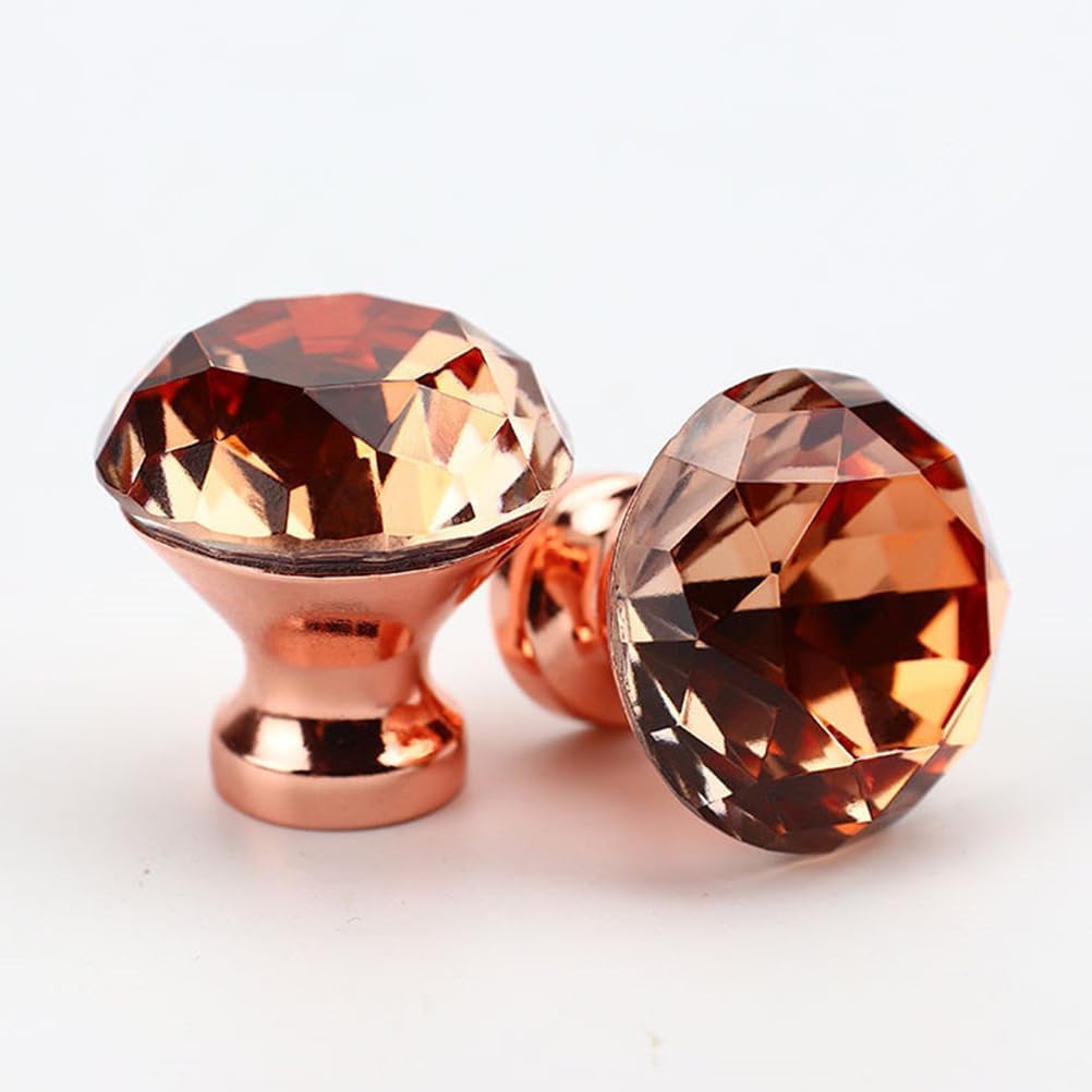 ARTIBETTER 30 Pcs Crystal Knobs Drawer Knobs Pcs Per Pack Convenient to Use Complete Set Screw Rose Golden Color Aluminum Alloy Fashionable Cupboard Pulls Shiny Cabinet Handle Glass