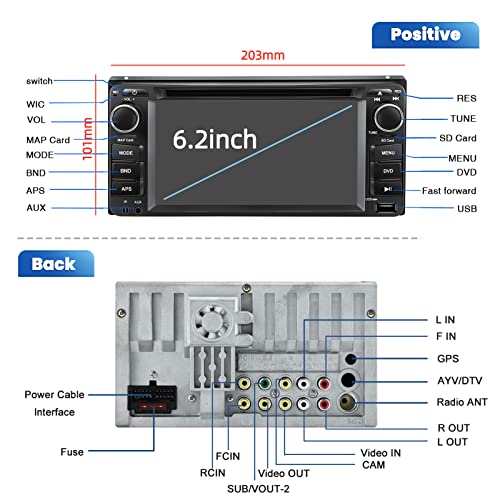 Double Din Car Stereo Bluetooth Dvd Cd Video Player 6.2 Inch Hd Touch Screen Radio Mirror Link For Android/Ios Support Fm Usb Tf Input Eq Setting Steering Wheel Control + Backup Camera #TOP6