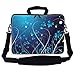 Meffort Inc 17 17.3 inch Neoprene Laptop Bag Sleeve with Extra Side Pocket, Soft Carrying Handle & Removable Shoulder Strap for 16" to 17.3" Size Notebook Computer - Blue Swirl Design