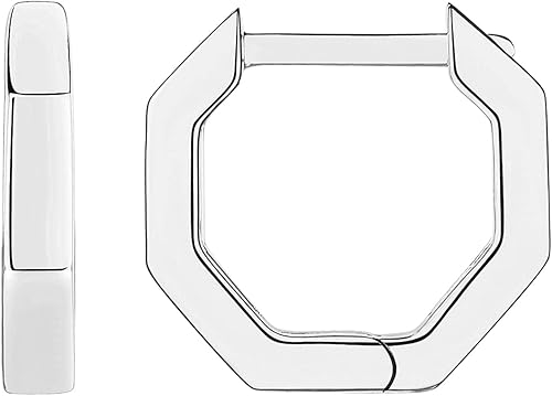 PAVOI - Aretes tipo arracadas de plata de ley 925, chapados en oro de 14 quilates, con diseño de aro ultra grueso y pequeño, para mujer