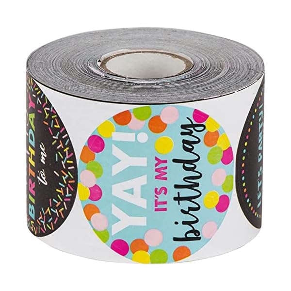 Happy Birthday to Me Stickers - Juego de 504 etiquetas redondas con texto en inglés "It's My Birthday", rollo de pegatinas con 6 diseños surtidos para profesores, 5 cm de diámetro - Imagen 3