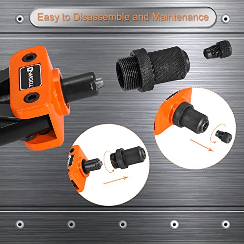 Hardell Rivet Gun, 14" Manual Hand Riveter With 100 Pcs Rivets, Heavy Duty Riveter With 5 Nosepieces For Plastic Metal Leather Vehicle #TOP1