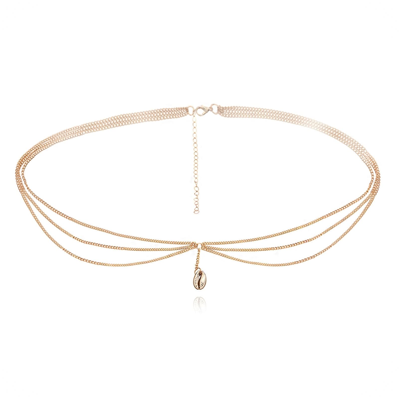 Conchiglie a Catena del Ventre, Cintura a Vita Alta da Donna Multistrato Placcato Argento con Ciondolo a Conchiglia cordolo Catena in Vita Accessori per Gioielli per Il Corpo (Oro a)
