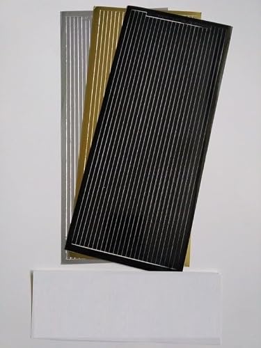 TRTO 1Pcs Gold Color 3.5mm Straight Border Peel Off Stickers Straight Gold Silver/Black Card Making Easy to Use and Useful for Decorations