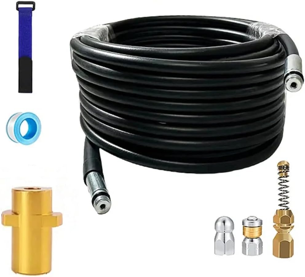 High Pressure Spray Gun Hose Sewer Drain Cleaning Hose Car Washer Hose for Karcher Pressure Washer (25FT,A)